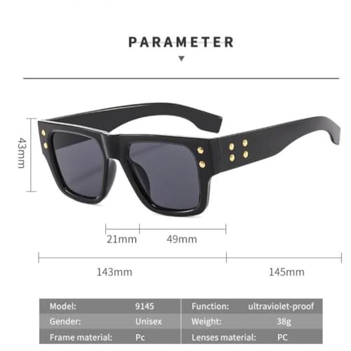 Lunettes de soleil mode carrées à rivets pour vos sorties d'été
