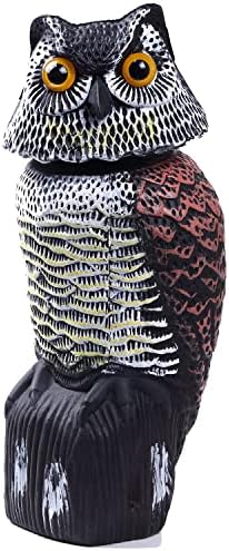 Hedoc Fake Owl Decoys to Scare Birds Away, Rotating Head Sculptures, Nature Enemy Scarecrow Plastic Statues, Pest Repellent, Bird Control and Pigeon Deterrent Outdoor Yard, Garden Protectors