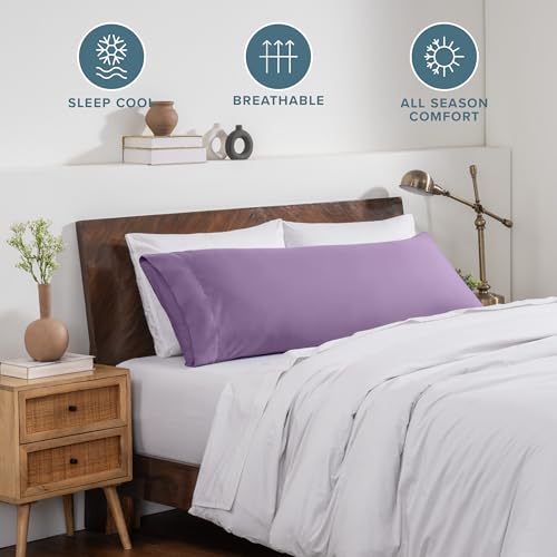 Image of Bare Home Microfiber Body Pillow Cover - Ultra Soft & Cooling - Double Brushed - Envelope Closure - Easy Care (21''x54'' Body Pillow Cover, Lavender)