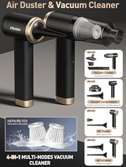 Car Vacuum Portable Cordless, 15000PA Powerful Suction, High Power, Mini Portable Vacuum for Car, Handheld Small Vacuum Cleaner & Air Duster for Home, Office, Desk,PC, Keyboard Cleaning