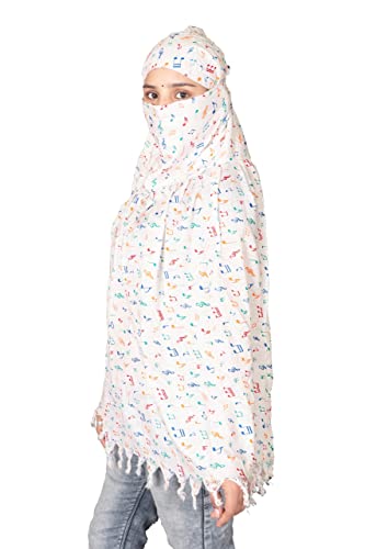 Image of SIXSIGMA Cotton Long Scarf Cum Mask scarves Usable for vehicle Driver | White Printed Design | Universal Size | For Girl & Women | Breathable Sun Protection Light Weight