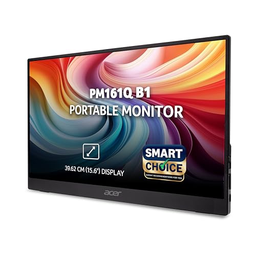 Acer Smartchoice PM161Q B1 15.6 Inch Full HD Portable Monitor | IPS Panel | 2 x USB Type-C & HDMI | 4 ms | Adaptive-Sync | Ultra-Slim 700 g | Built-in Speakers | Ideal for Laptop, Phone & Travel Use view 1
