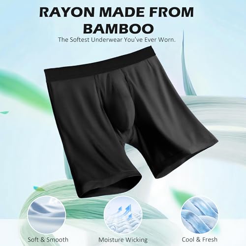 Men’s 6 Pack Boxer Briefs No Ride-Up, Tag-Free, Soft Breathable Moisture-Wicking Underwear for Men2