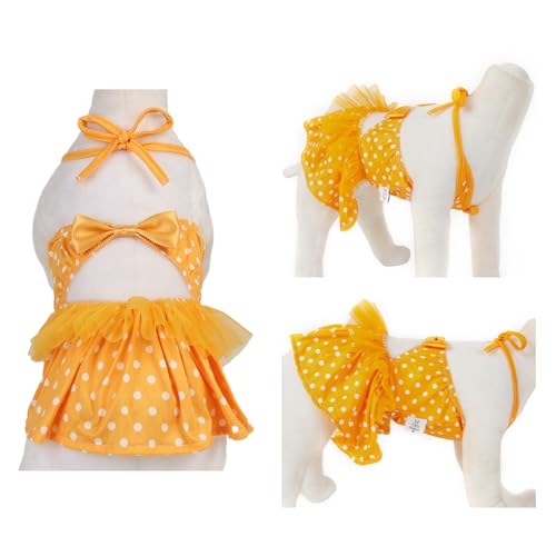 Image of CuteBone One Piece Dog Bikini Swimsuit Dress - Puppy Bathing Suit Costume for Small Dogs - Comfortable & Stylish Pet Clothes for Summer Pool, Beach & Play LTDB03S
