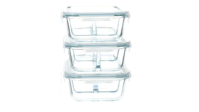 Miibox Set 4 Contenitori In Vetro Borosilicato Per Alimenti | Con Coperchio E Clip | Adatti A Forno, Microonde E Lavastoviglie | 368g Cad.