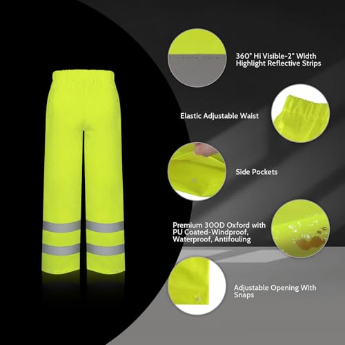 Image of TCCFCCT Rain Suits for Men Waterproof Class 3 Reflective Rain Jacket and Pants, Lightweight Rain Coat for Men with Hood, High Visibility Rain Gear for Safety Work, Durable, 2XL-3XL Yellow WP