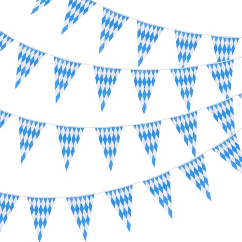 Oktoberfest Deko Oktoberfest Bayrische Deko für Outdoor Biergarten und Feste 2 Stück Wimpelketten mit 40 Flaggen je 20 x 30 cm -10 m
