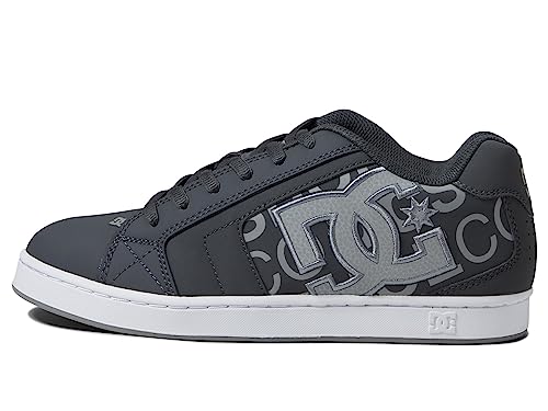 DC DC Men's Net Casual Low Top Lace Up Skate Shoe Sneaker Heather Grey/White 11.5