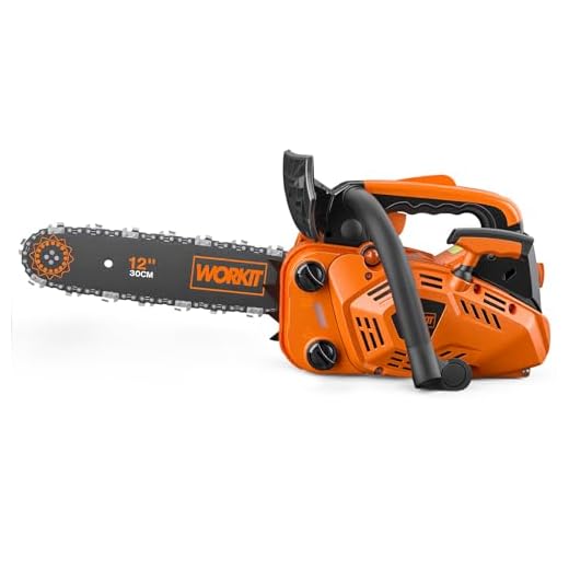WORKIT 25.4CC Gas Powered Chainsaw, 12-Inch Top Handle Gas Chainsaw Easy Start, 2-Cycle Xtreme Engine, Commercial Grade Petrol Small Chain Saw with Auto Oiler, Wood Cutting and Tree Pruning