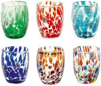 H&H Veneziano Set of 6 Glass Glasses, Multicoloured, cl 5, Made According to The Murano Masters Technique, Hand Made in Italy - Thumbnail 4