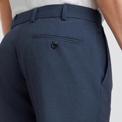 Image of Park Avenue Men's Regular Fit Mid Rise Solid Pattern Poly Viscose Blend Flat Front Formal Trouser