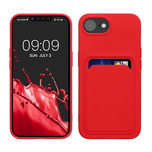 kwmobile Custodia Compatibile con Apple iPhone 17e / iPhone 16e Cover - Back Case Cellulare con Slot Porta Carte - Morbida in Silicone TPU rosso