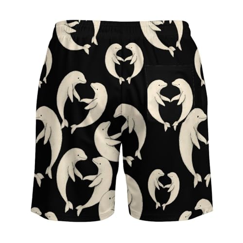 Beluga Whales Love Heart Beach Shorts for Men Swim Trunks Quick Dry Swim Shorts with Compression Liner Pocket4