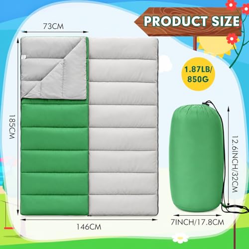 Macarrie Set de 3 Bolsas de Dormir para Camping 0 Grados, para Adultos y Niños - Para clima cálido, portátil y compacto con bolsa de compresión miniatura 3