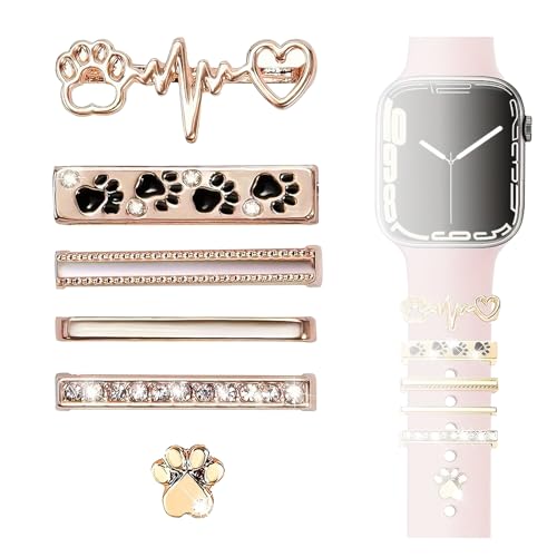 Charm Armband, Charms Armband Gold Kompatibel mit Appel Watcharmband, Metall Diamant Dekorative Kompatibel mit Apple Watch Zubehör Geeignet für Alle iWatch-Modelle, für Breite 20-22 mm (Gold 1)