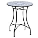 Produktbild Outsunny Gartentisch Mosaiktisch Balkontisch Beistelltisch Seviertisch rund Stahl + Keramik Blau + Weiß Ø60 x H71 cm