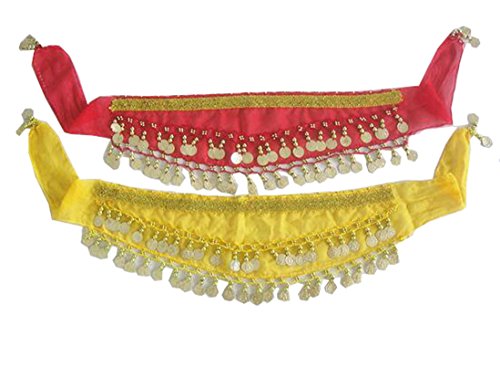 ® 2Pieces Kid Sequins Belly Dance Hip Scarf Wrap Belt4