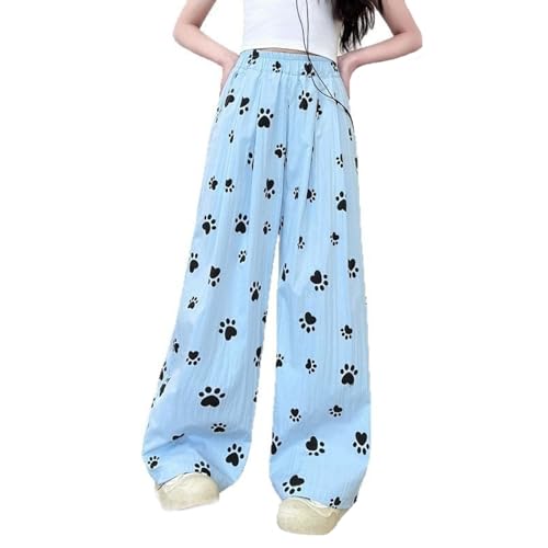 Pantalon fille en soie glacée ultra-confortable et respirant motif chien