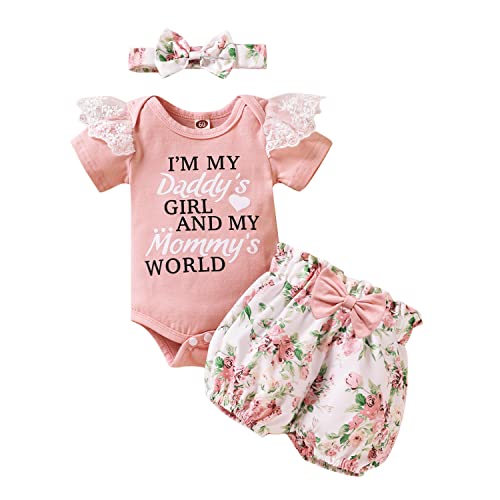 Image of Catpapa Newborn Baby Girl Romper Jumpsuit Bodysuit +Pants Shorts+Headband Outfit Set