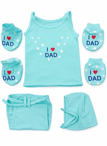 Image of Cuteably Newborn Baby Jhabla, Cap, Mittens, Booties, Nappy Combo Set, Soft & Breathable Cotton, Unisex, 0-3 Months