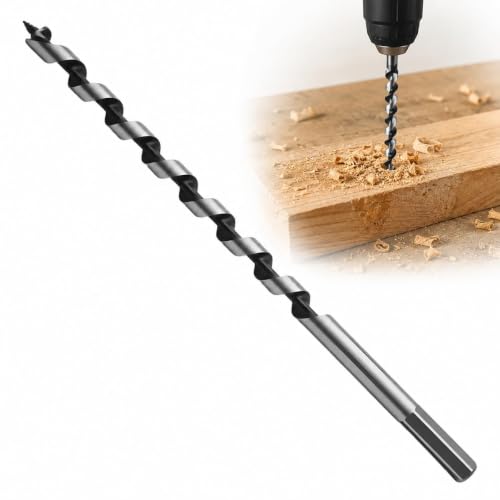 Image of Extra Long Wood Auger Drill Bit with Hex Shank, 8mm x 230mm High Carbon Steel Spiral Drill Bit, Fast Chip Removal Woodworking Tool for Softwood Hardwood MDF Plastic DIY Carpentry