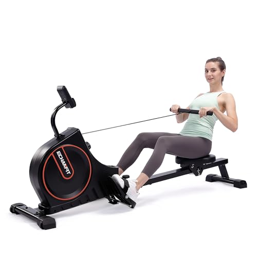 ECHANFIT Magnetic Rower Rowing Machine for Home Use Foldable w/16 Level of Quiet Magnetic Resistance with LCD Monitor and Adjustable Console Angle for Cardio Training
