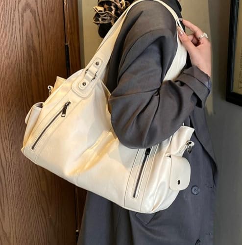 Bolso tote de gran capacidad para mujer, de cuero sintético suave, con correa ancha, bolso bajo el brazo con textura aterciopelada, 2025 miniatura 3