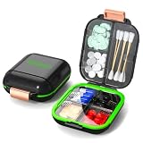 Glosen Portapillole piccolo da viaggio, per 7 giorni, in materiale per uso alimentare, con 7 scomparti singoli in silicone e chiusura a scatto, per la casa (nero, piccolo)