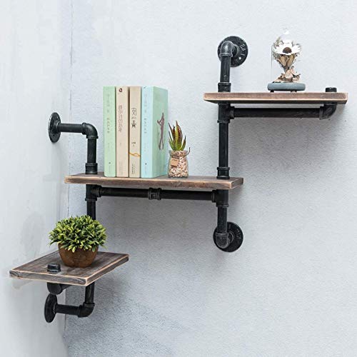 Support d'angle steampunk en bois de secours mural au design authentique