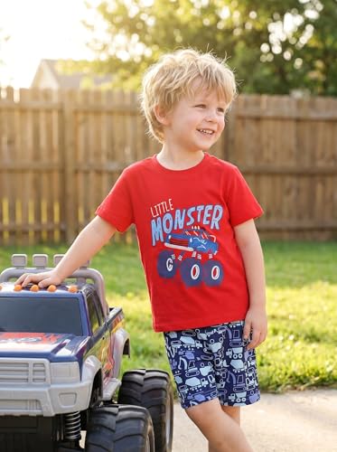 Image of Little Boys /Girls Shorts Clothes Set 2Pcs,1-8 Years (Red, 7-8 Years)