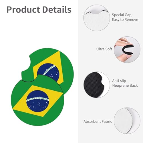 Car coasters para portavasos con bandera brasileña 2 unidades miniatura 4