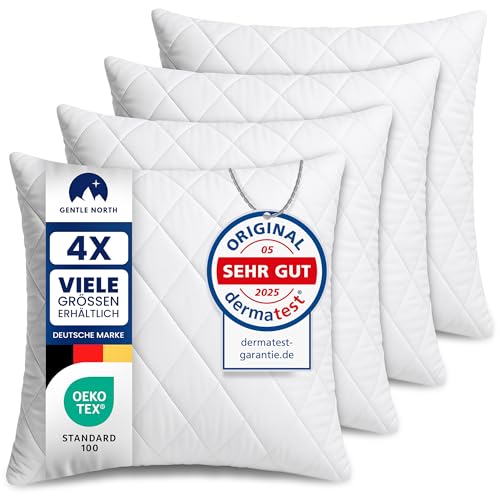 Gentle North Kopfkissen (45x45 cm groß) - 4er Set Kissen für Bett und als Dekokissen - Mit Reißverschluss für Füllung - Sofakissen - Zierkissen...