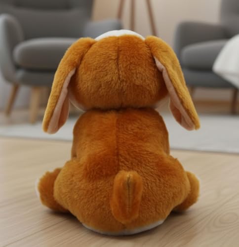 Image of Tickles Sitting Dog Soft Stuffed Plush Animal Toy for Kids Birthday Gifts (Color: White & Brown Size: 20 cm)