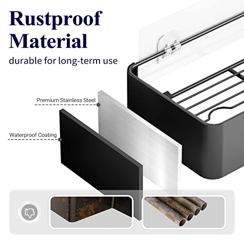 image for Kitsure Shower Caddy - 2 Pack with 2 Soap Holder, Rustproof Shower Org