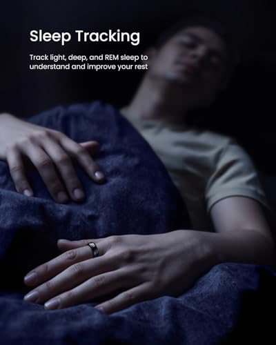 Image of RENPHO Lynx Smart Ring-All Day Sleep & Activity Tracking, Includes Charging Case, 7-Day Battery Life, Subscription-Free App for iOS & Android, Size Before You Buy (Black, Size 8)