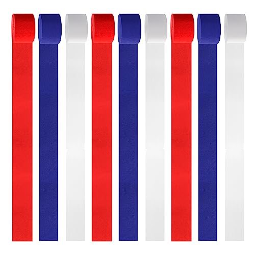 Image of Fourth-4th of July Patriotic Party-Decorations Streamers - 9 Rolls Red White Blue Memorial-Day Supplies Crepe Tissue Paper Garland,Independence American Birthday Graduation Banner Decor Panduola