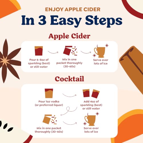 Image of Craftmix Spiked Apple Cider Cocktail & Mocktail Drink Mixer, Pack of 12 | Skinny Mixes, Water Flavoring Packets, Made with Real Fruit, Vegan Low-Carb, Low-Sugar, Non-GMO, Dairy Free, Gluten Free