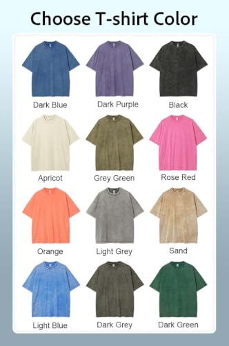 COOZEBRA Camisetas Vintage Acid Wash T-Shirt Hombres Mujeres, Camiseta Personalizada con Tu Diseño, Camisetas Personalizadas Frente Espalda