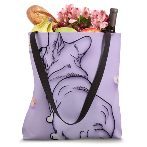Bolsa Tote Purple Corgi Puppy Dog miniatura 4