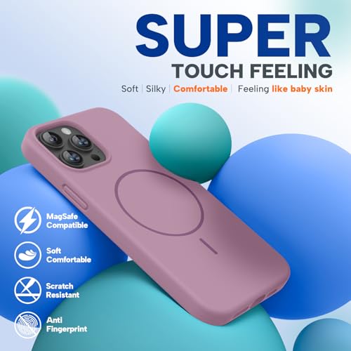 Image of Miracase Magnetic for iPhone 13 Pro Max Case, [Soft Anti-Scratch Microfiber Lining], Compatible with MagSafe, Liquid Silicone Shockproof Drop Protection Phone Case for 13 Pro Max, Blackcurrant