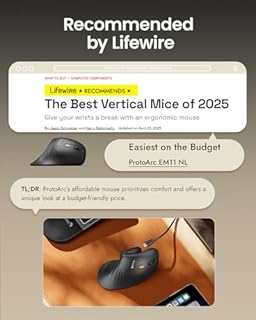 ProtoArc Ergonomic Mouse, EM11 NL Bluetooth Rechargeable Wireless Vertical Mouse, 3 Multi-Device Connectivity for Computer/PC/Laptop, 2.4GHz USB-A Optical Mice for Windows, Mac OS, Blue