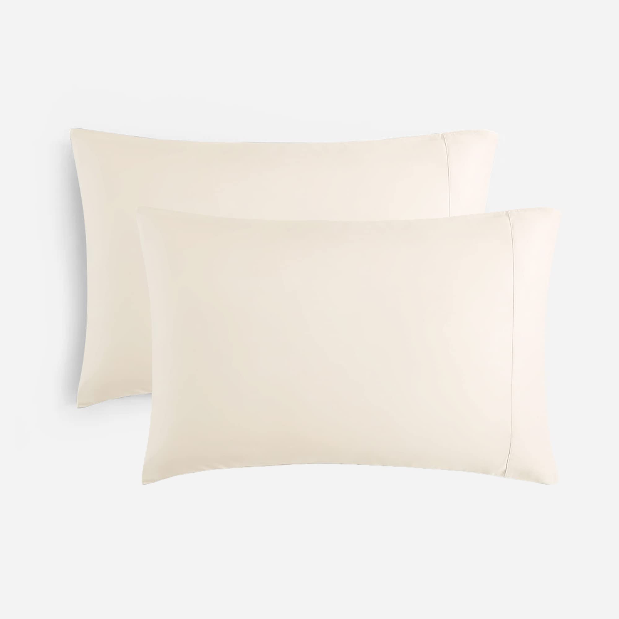 THREAD SPREAD 80% Cotton, 20% Viscose Derived from Bamboo Pillow Cases Standard Set of 2 - Pillowcase Pair for Standard/Queen Pillows, Soft, Breathable, Organic - IvoryOEKO-TEX STANDARD 100