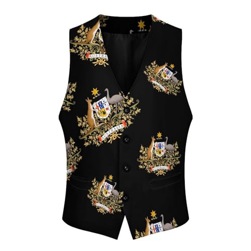 Coat of Arms of Australia Men's Formal Suit Vest for Business Formal Or Casual Dress Waistcoat Wedding4
