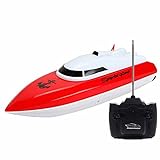 SZJJX RC Boat Remote Control Racing Boat High Speed Electric 4 Channels for Pools, Lakes and Outdoor Adventure JX802 Red