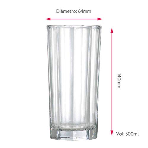 Jogo Copos Água Suco Octon Vidro 300ml 6 Pcs