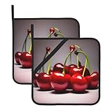 Chilenische Kirschen Zweiteiliges Küchen-Wärmedämmmatten-Set, geeignet für Backofen, Mikrowelle, Grill usw.