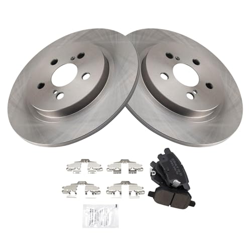 Image of TRQ Rear Brake Pad and Rotor Set Ceramic Compatible with 2011-2017 Lexus CT200h