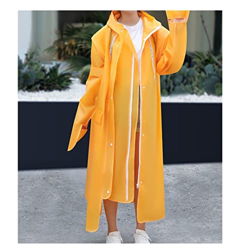 Raincoat Poncho Bicycle Raincoat for Men Women Adults EVA Poncho with Hat Waterproof Long Raincoat Rain Coat (Color : Orange, Size : X-Large)