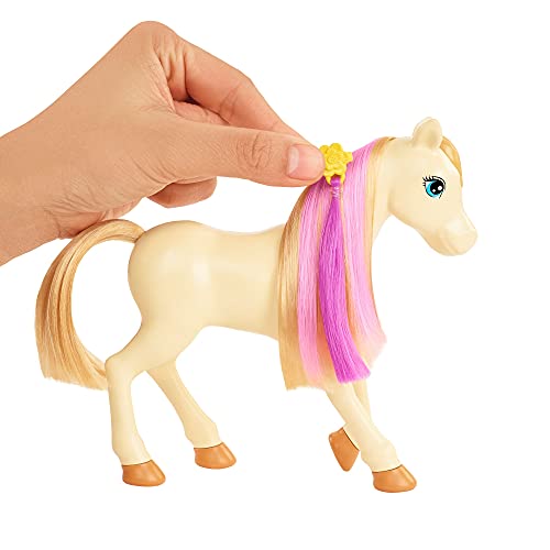 Barbie Famille Coffret Toilettage des Chevaux avec poupée Blonde 2 Figurines Chevaux et Plus de 20 Accessoires Emballage fermé Jouet pour Enfant HGB58 - vue 5