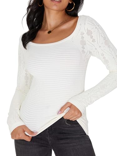 Jar of Love Womens Long Sleeve Shirts Scoop Neck Slim Fit Seamless Casual Fall Cute Tops for Women 20254